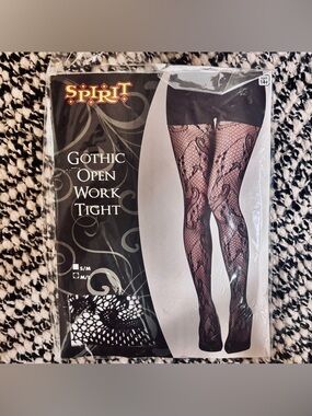 Spirit Black Gothic Open Work Fishnet Tights NWT Size M/L